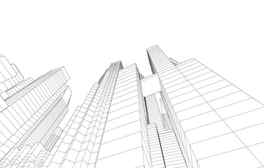 Modern city architecture 3d illustration