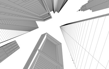 Obraz na płótnie Canvas Modern city architecture 3d illustration