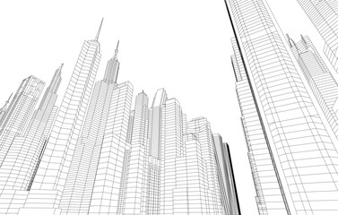 Modern city architecture 3d illustration