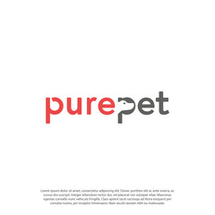 Logo for pet shop or animal clinic lettering pet, pure pet or petshop logo design vector