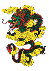 Chinese Dragon Vector Illustration On White Background