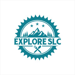 Mountain Bike with Gear and Restaurant logo Design Template