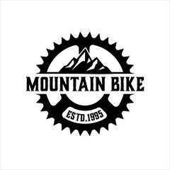 Mountain Bike with Gear and Restaurant logo Design Template