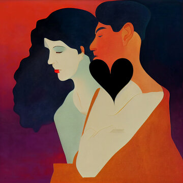 A couple in love before a kiss.