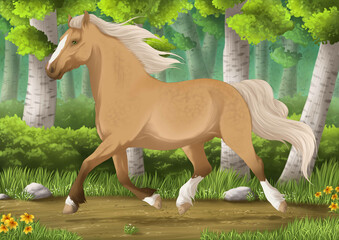 Koń Palomino w Kłusie 