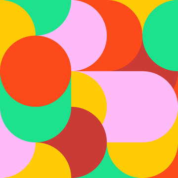 Abstract background geometry minimalistic design in overlapping circles. Vector pattern with punchy colors. ready to use for textile, cloth, wrap and other.