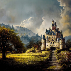 Fototapeta premium Beautiful fairy castle background