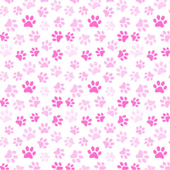 Pink Paw Print Seamless Pattern