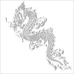 Chinese Dragon Vector Illustration On White Background