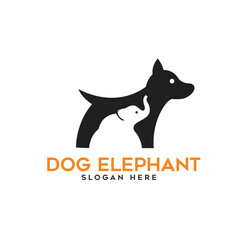 Modern Dog Elephant Negative Space Logo Design Template for Your Business