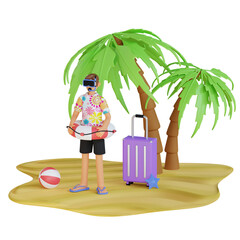 Man With Suitcase Holiday 3D Illustration