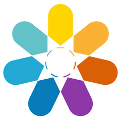  Infographics  template, colorful pin arrow arranged circle 7 position, isolated
