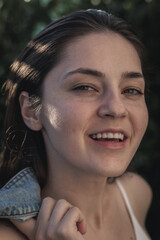 Portrait of a self-confident girl posing for a fashion gloss, advertising, branded stores