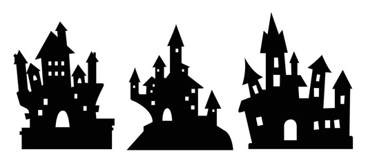 castle vector. castle set. cartoon style. cute vactor. ages building. kingdom building. 