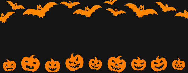 Halloween party banner card decoration with bats and pumpkins, party invitation concept for halloween - stock vector
