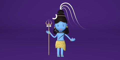 Shiva Shivratri images God Shiva 3D illustration Cute Shiva cartoon image