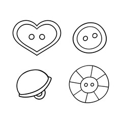 Monochrome icon set, decorative buttons for clothes, vector cartoon