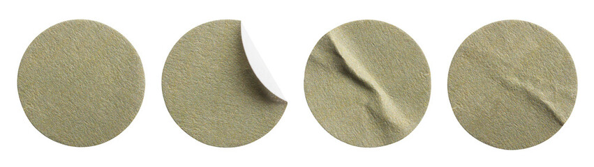 Blank round paper sticker label isolated on white background