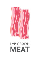 cultured raw red meat bacon made from animal cells artificial lab grown meat production concept vertical