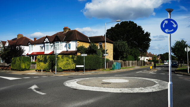 A Small Roundabout At Local Residential Area, London, UK.