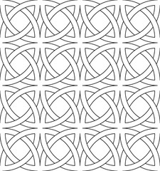 Seamless vector pattern of interlaced stripes. Seamless Celtic black lines vector pattern isolated on white background.