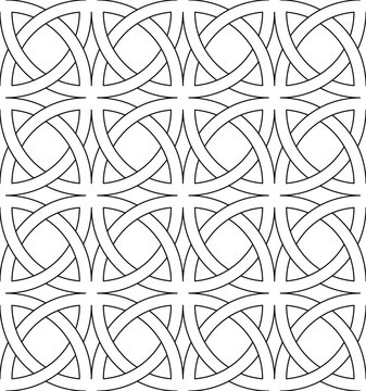 Seamless vector pattern of interlaced stripes. Seamless Celtic black lines vector pattern isolated on white background.