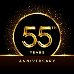 55th Anniversary Logo. Golden Anniversary template design for celebration event, invitation card, greeting card, flyer, banner, poster, double line logo, vector illustration