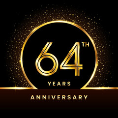 64th Anniversary Logo. Golden Anniversary template design for celebration event, invitation card, greeting card, flyer, banner, poster, double line logo, vector illustration