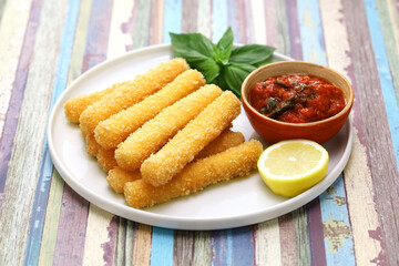 homemade mozzarella sticks and  marinara sauce