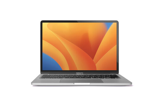 macOS Ventura ,MacBook Pro M2 16-inch Apple with Retina display ios 13 processor designed by Apple Inc. Oct 26, 2022, Thailand, Bangkok.