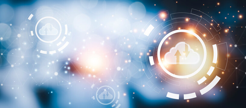 cloud technology and Data storage concept, Global network of metaverse systems exchange, download and upload data, networking and digital,Share global and technology,global business Telecommunication