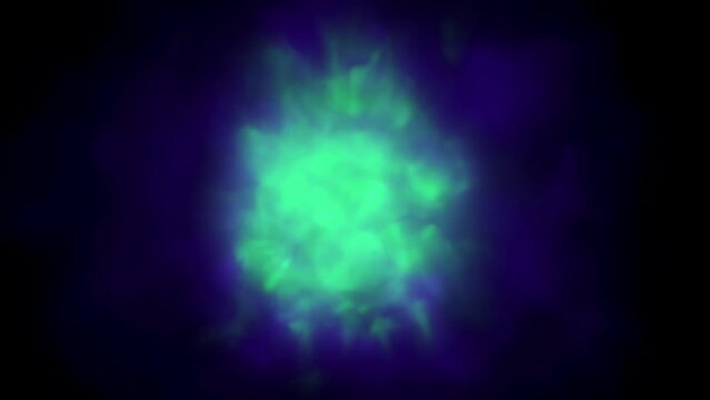 A video composite of a spooky strange halloween style green and purple plasma fluid motion light pattern in a seamless loop.