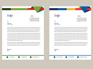 corporate creative red blue yellow and green Color Vector Letter Head Template design with standard size