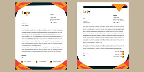 corporate creative red blue yellow and green Color Vector Letter Head Template design with standard size