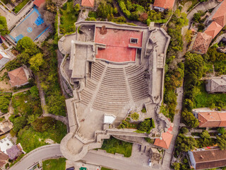 Aerial view of Herceg Novi town, marina and Venetian Forte Mare, Boka Kotorska bay of Adriatic sea,...
