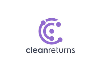 letter c technology logo design templates