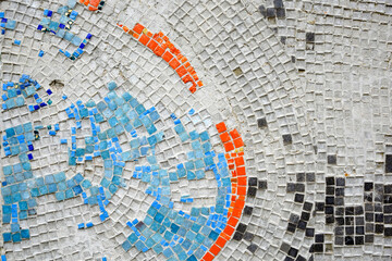 Mosaic tiles background. Colorful background with squares. Weathered wall
