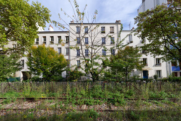 Railway track  of  the Petite Ceinture Paris' Abandoned Railway in 12th arrondissement