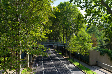 Fototapeta na wymiar Footbridge of the Bercy park in Paris city