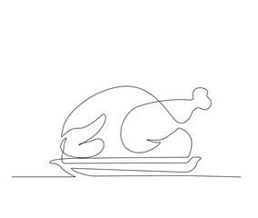 Continuous one line drawing of fresh Chicken carcass. Chicken meat simple line art vector design.