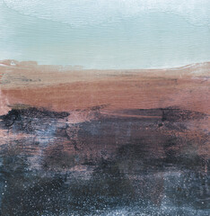Abstract landscape. Versatile artistic image for creative design projects: posters, banners, cards, magazines, prints, covers, brochures, flyers, wallpapers. Acrylic gouache on paper.