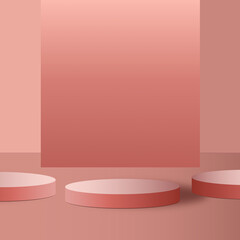 Pink Pastel background with podium, minimal mockup scene for product display, branding, 3d render