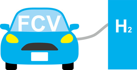 水素ステーションで補給している水素自動車
