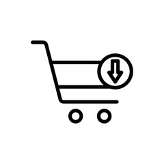 Online shop line icon. Contains shopping cart with download. icon illustration related to e commerce shop. Simple vector design editable. Pixel perfect at 32 x 32