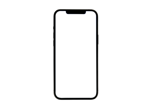 Smartphone blank screen isolate on white background.