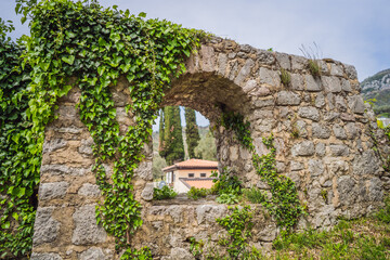 Old city. Sunny view of ruins of citadel in Stari Bar town near Bar city, Montenegro