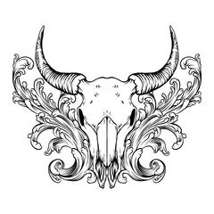 skull of a bull with ornament