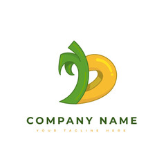 Initial Letter D Company Logo. Simple cartoon outline and colorful monogram D. Natural theme. Vegetables. Fruits. Isolated on a white background. Elements flat vector design template