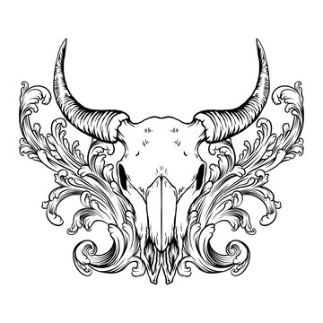 skull of a bull with ornament