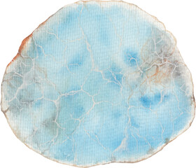 Transparent Background angelite stone Illustration Png. Transparent Clipart Image of watercolor blue healing crystal ready-to-use for site, article, print. Hand painted gems